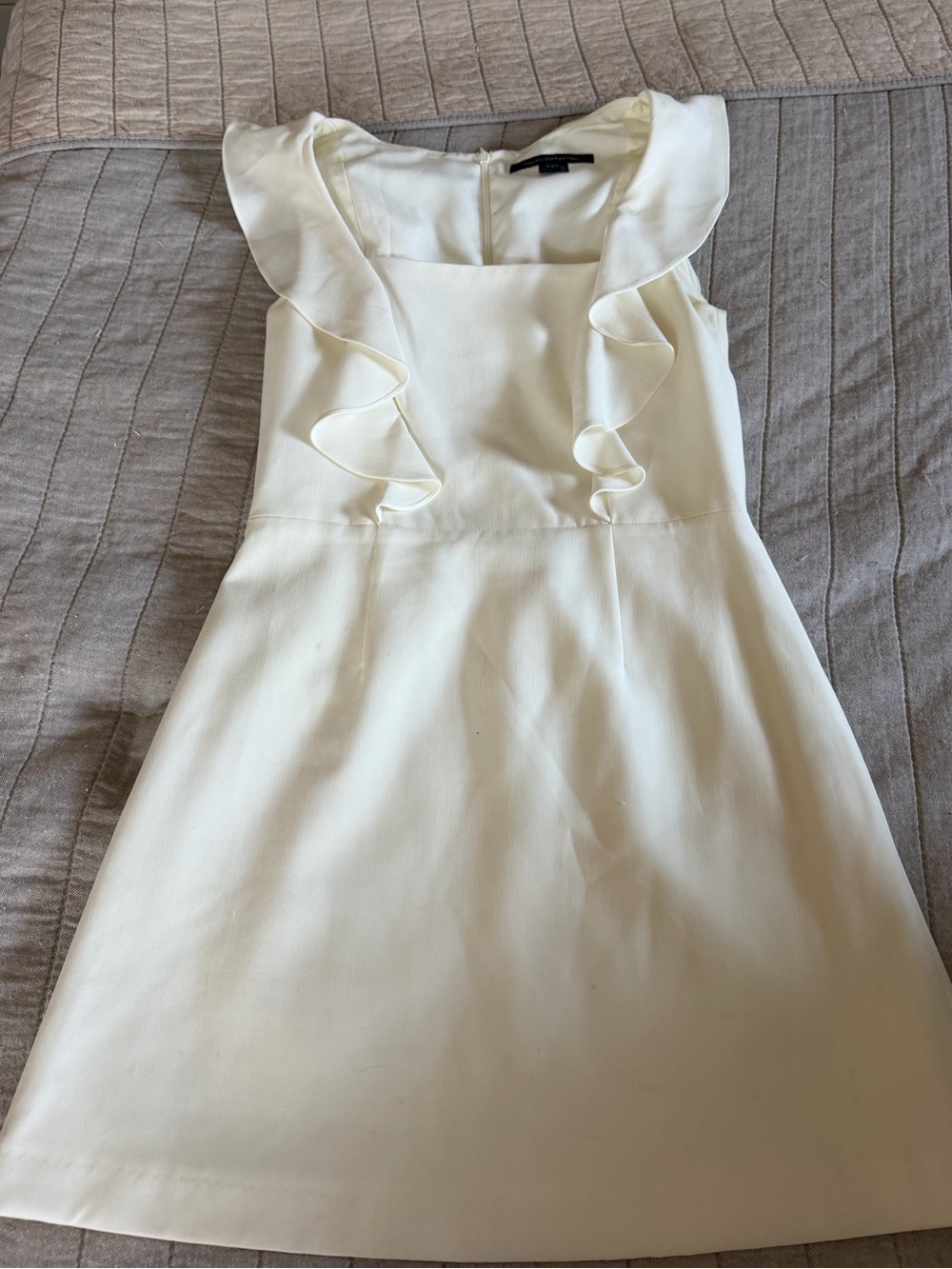 French Connection Cream Ruffle-Trim Mini Dress